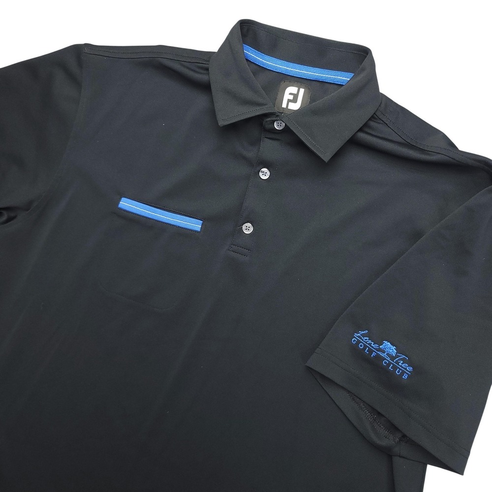 FootJoy Polo Shirt Mens L Black Solid Lone Tree Golf Performance Stretch Top
